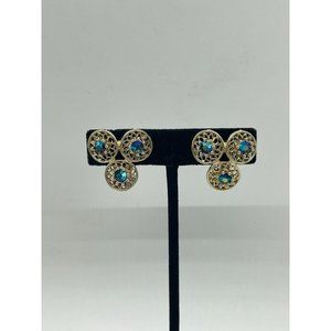 Vintage Signed Coro AB Rhinestone Triple Circle Clip On Earrings